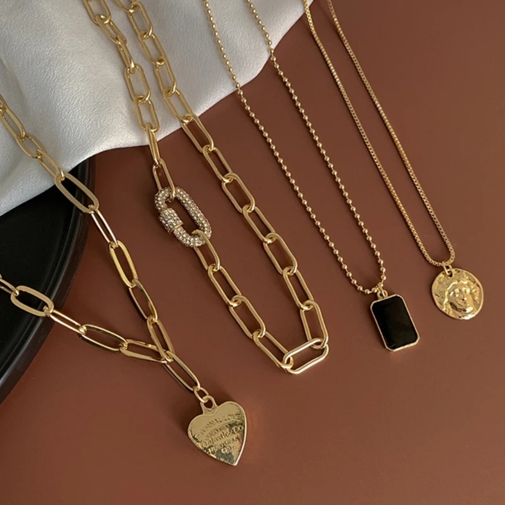 2021 Boho heart ❤  Multi-Layer Choker Collar Pendant Chain Necklace - Picture 5 of 8